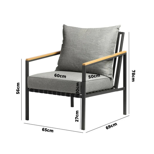 OPS-SOFA-CH-BK Outdoor Lounge Dining Chairs Patio Furniture Lounge Setting