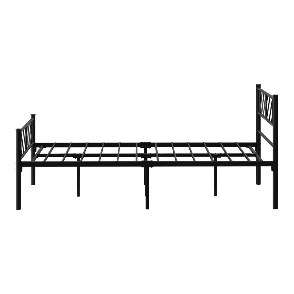 MBF-SIS-KS-BK Oikiture Metal Bed Frame King Single Bed Base Platform Black SIS