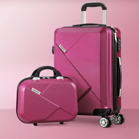 LGS-A2-2PCS-PM Mazam 2PCS Luggage Suitcase Trolley Set Travel TSA Lock Storage Hard Case Plum