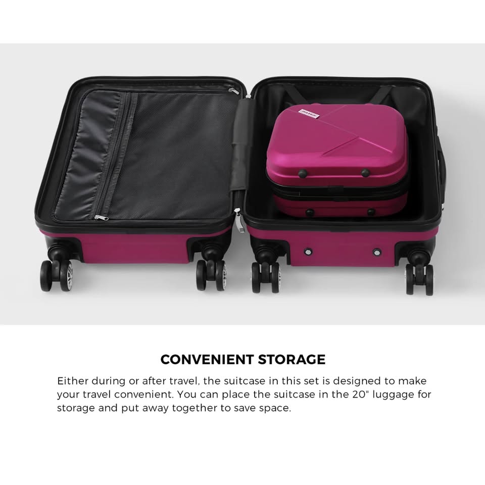 LGS-A2-2PCS-PM Mazam 2PCS Luggage Suitcase Trolley Set Travel TSA Lock Storage Hard Case Plum