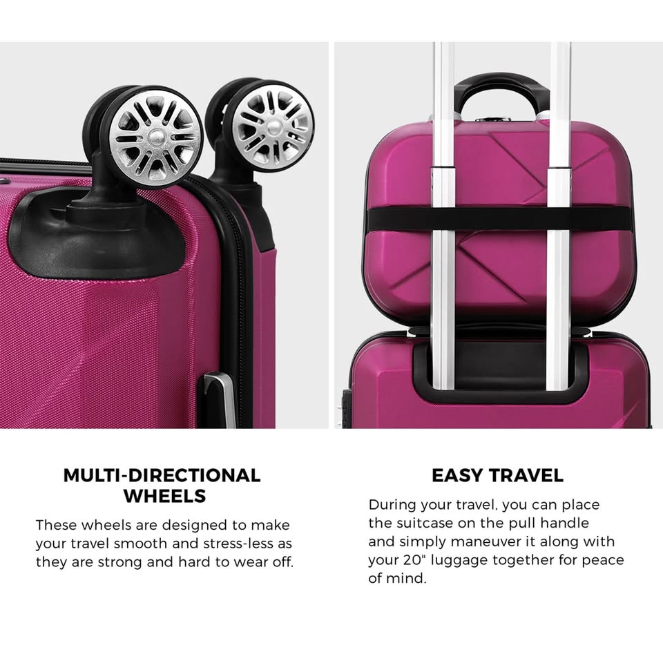 LGS-A2-2PCS-PM Mazam 2PCS Luggage Suitcase Trolley Set Travel TSA Lock Storage Hard Case Plum