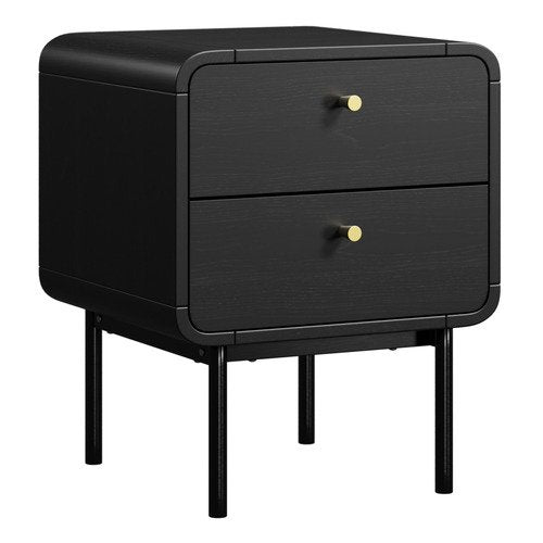 BT-VJ-SUYI-2D-BK Oikiture Bedside Table 2 Drawers Side Table Bedroom Nightstand Metal Black
