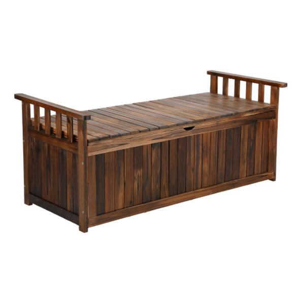 OSBE-WD-XL-CA Livsip Outdoor Storage Box Wooden Container Bench Chairs Indoor Toy Tools Shed