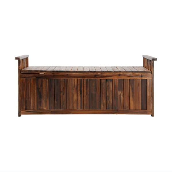 OSBE-WD-XL-CA Livsip Outdoor Storage Box Wooden Container Bench Chairs Indoor Toy Tools Shed