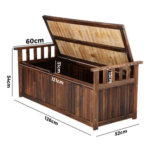 OSBE-WD-XL-CA Livsip Outdoor Storage Box Wooden Container Bench Chairs Indoor Toy Tools Shed