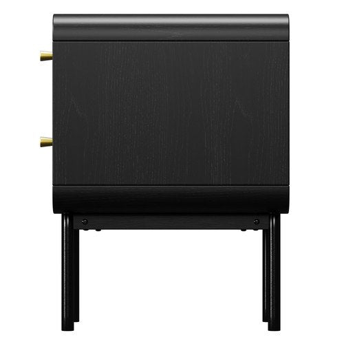 BT-VJ-SUYI-2D-BK Oikiture Bedside Table 2 Drawers Side Table Bedroom Nightstand Metal Black