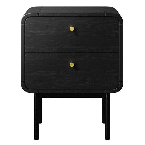 BT-VJ-SUYI-2D-BK Oikiture Bedside Table 2 Drawers Side Table Bedroom Nightstand Metal Black