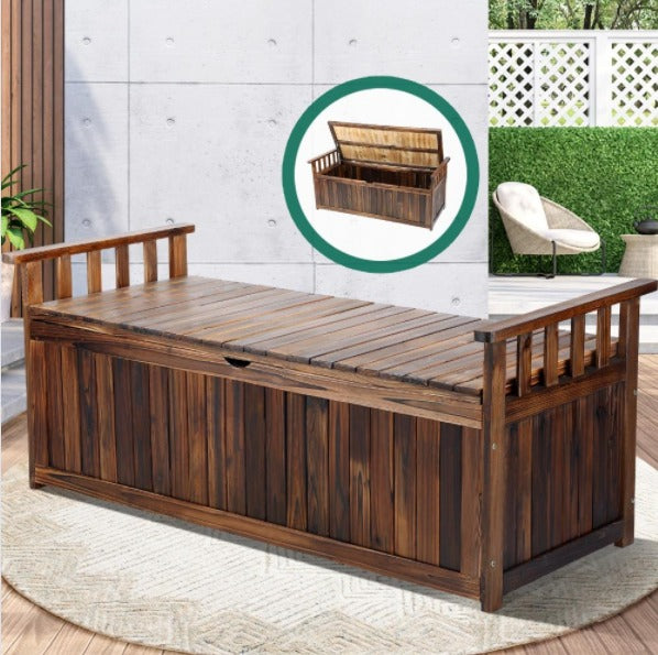 OSBE-WD-XL-CA Livsip Outdoor Storage Box Wooden Container Bench Chairs Indoor Toy Tools Shed