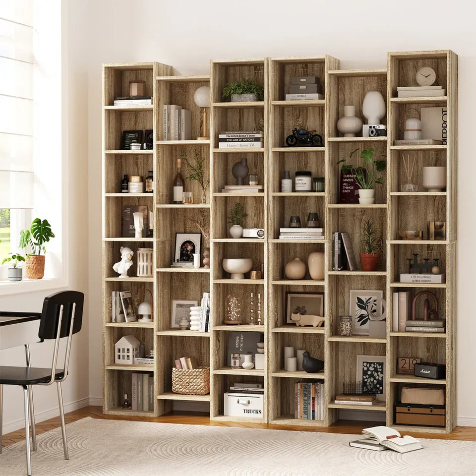 DS-DISCO-WD-AB Oikiture Bookshelf Display Shelf CD DVD Storage Media Rack Bookcase Natural