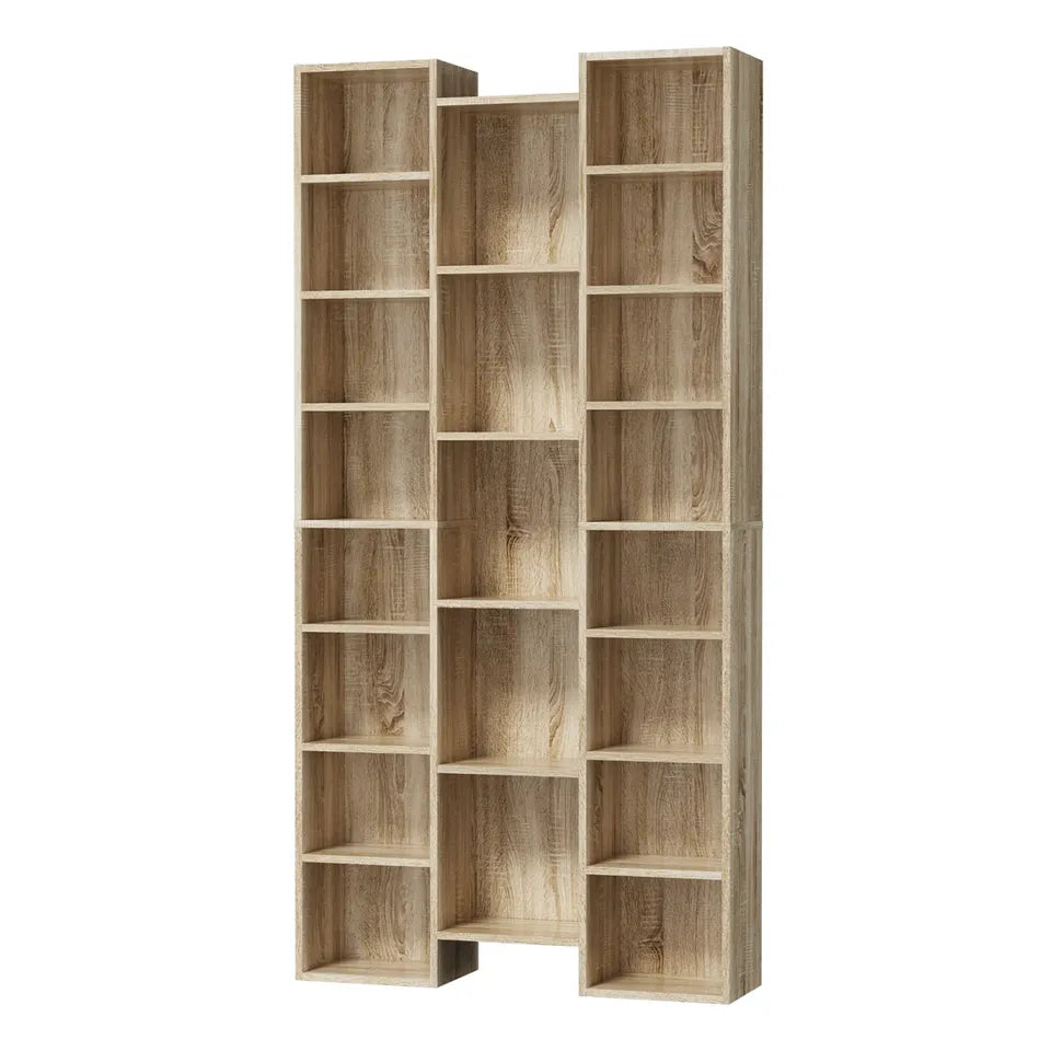 DS-DISCO-WD-AB Oikiture Bookshelf Display Shelf CD DVD Storage Media Rack Bookcase Natural