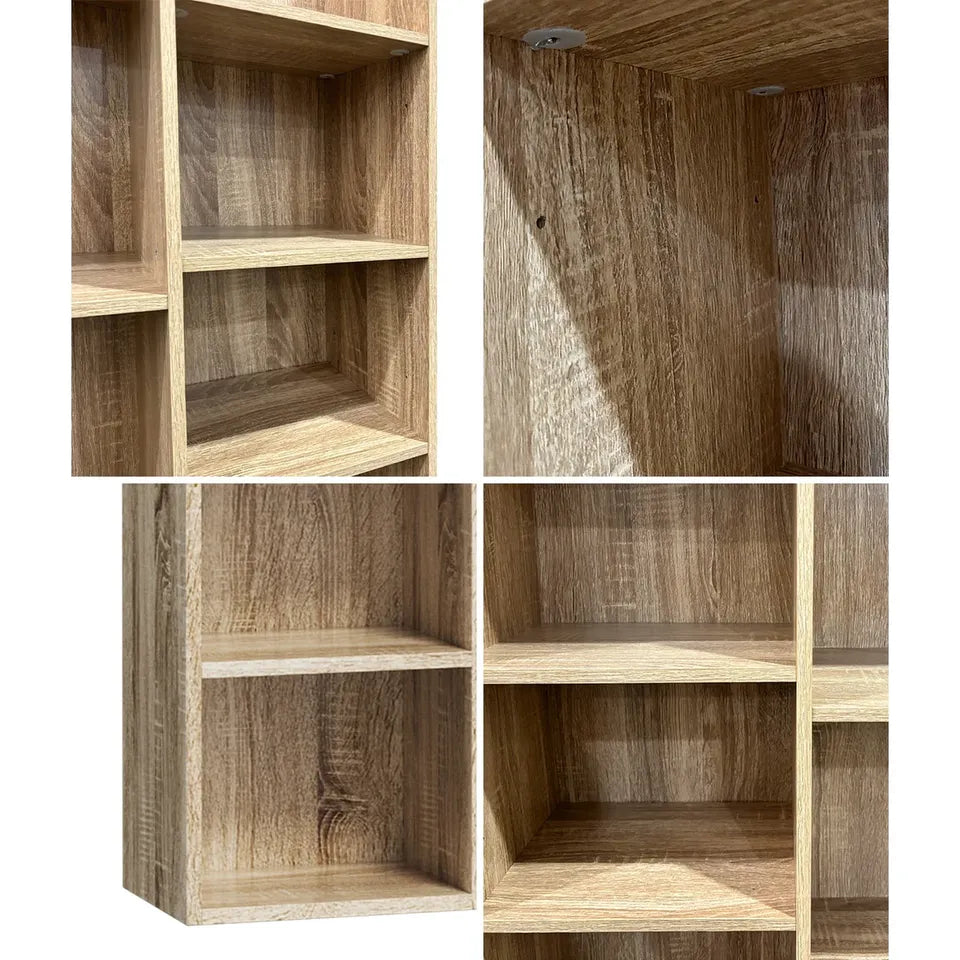 DS-DISCO-WD-AB Oikiture Bookshelf Display Shelf CD DVD Storage Media Rack Bookcase Natural