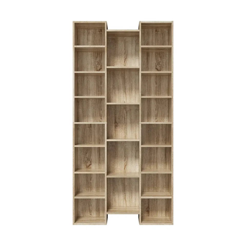 DS-DISCO-WD-AB Oikiture Bookshelf Display Shelf CD DVD Storage Media Rack Bookcase Natural