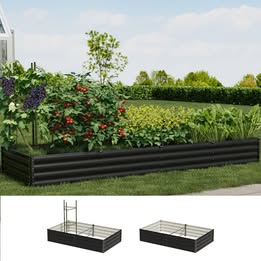 GB-30-PS-150-GY-2PC Livsip Garden Bed 290x90x30cm Planter Stand Box Raised Container Galvanise
