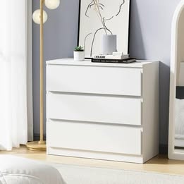 COD-VJ-LIZ-3D-WH-AB Oikiture 3 Chest of Drawers Lowboy Dresser Table Natural