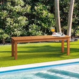 OD-GB-WD-120-WD Livsip 120cm Garden Bench Outdoor Slatted Seat Wood Patio Dining Chair 2 Seater