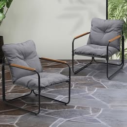 OPS-CASTO-2CH-GY Living Fusion Aram Outdoor Armchairs (Set of 2) Black and Dark Grey
