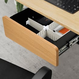 DB-DRAW-MTL-OAK Oikiture Under Desk Drawer Pull Out Sliding Tray Organizer with Drawers Dividers