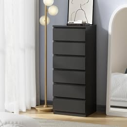 COD-VJ-LIZ-6D-BK-AB Oikiture 6 Chest of Drawers Tallboy Black