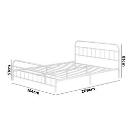 MBF-CAS-Q-WH Oikiture Bed Frame Metal Bed Base Queen Size Bed Platform White