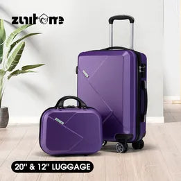 ZU-LG1220-PE ZUNI 2PCS Luggage Suitcase Trolley Set Travel TSA Lock Storage Hard Case Purple