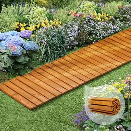 OD-WD-PWS-WD Livsip 2PC Garden Wooden Pathway 8ft Straight Wood Roll-Out Walkway Backyard
