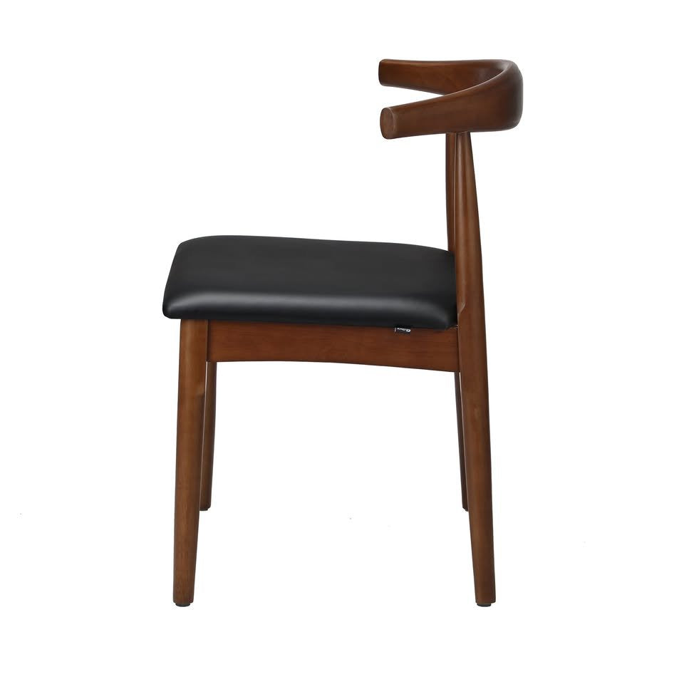Living Fusion Cassidy Faux Leather Black Woodn Dining Chairs