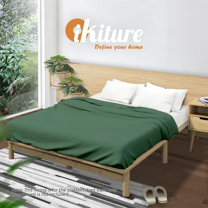BF-W-A55-PFM-D-WD Oikiture Double Wooden Bed Frame Solid Pine Timber Natural Wooden