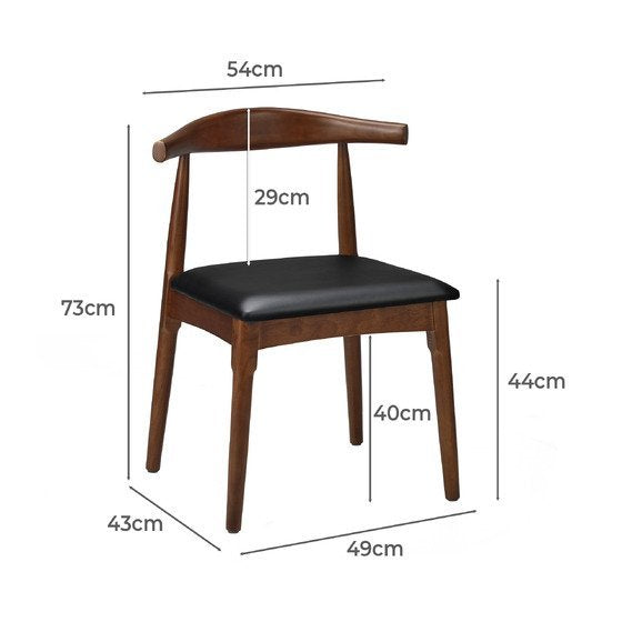 Living Fusion Cassidy Faux Leather Black Woodn Dining Chairs