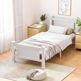 BF-W-B-NINO-S-WH Single size Oikiture Wooden Bed Frame Single Size Pine Wood Timber Base Bedroom