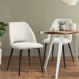 DCH-KRIS-BG-2PC Oikiture 2x Dining Chair Accent Chairs Linen Fabric Biege