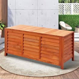 OSBE-WD-104-WD Livsip Outdoor Storage Bench Box Garden Wooden Chest Toy Tool Sheds Furniture
