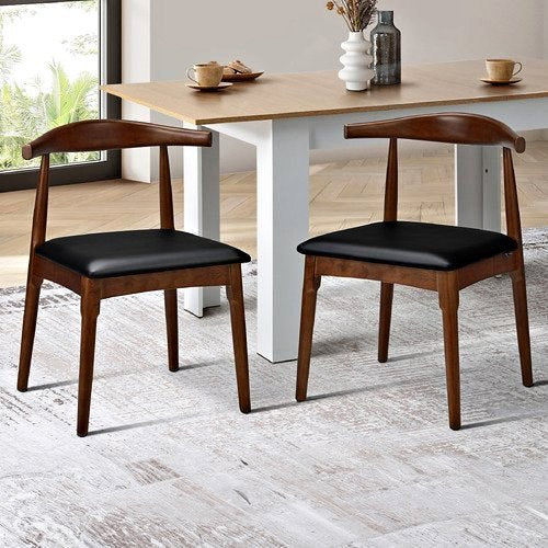 Living Fusion Cassidy Faux Leather Black Woodn Dining Chairs