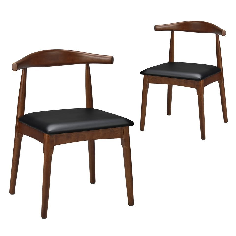 Living Fusion Cassidy Faux Leather Black Woodn Dining Chairs
