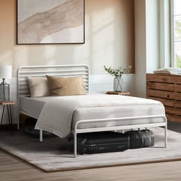 Scratched MBF-MOYA-KS-WH Oikiture Metal Bed Frame King Single Bed Base Beds Platform White