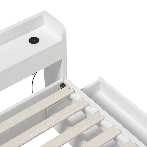 BF-MEXI-NEW-S-WH SINGLE White Cassandra Bed with USB Port  and  Drawers
