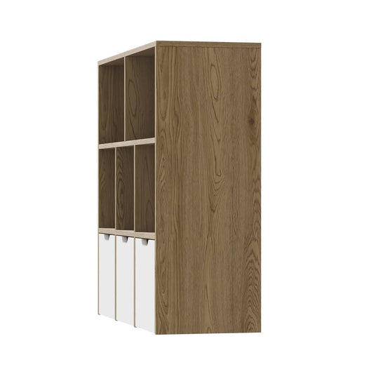 Oikiture Kids Bookcase Toy Organiser Cabinet With Removable Box Storage Natural ST-KID-ROLL-WHWD-AB