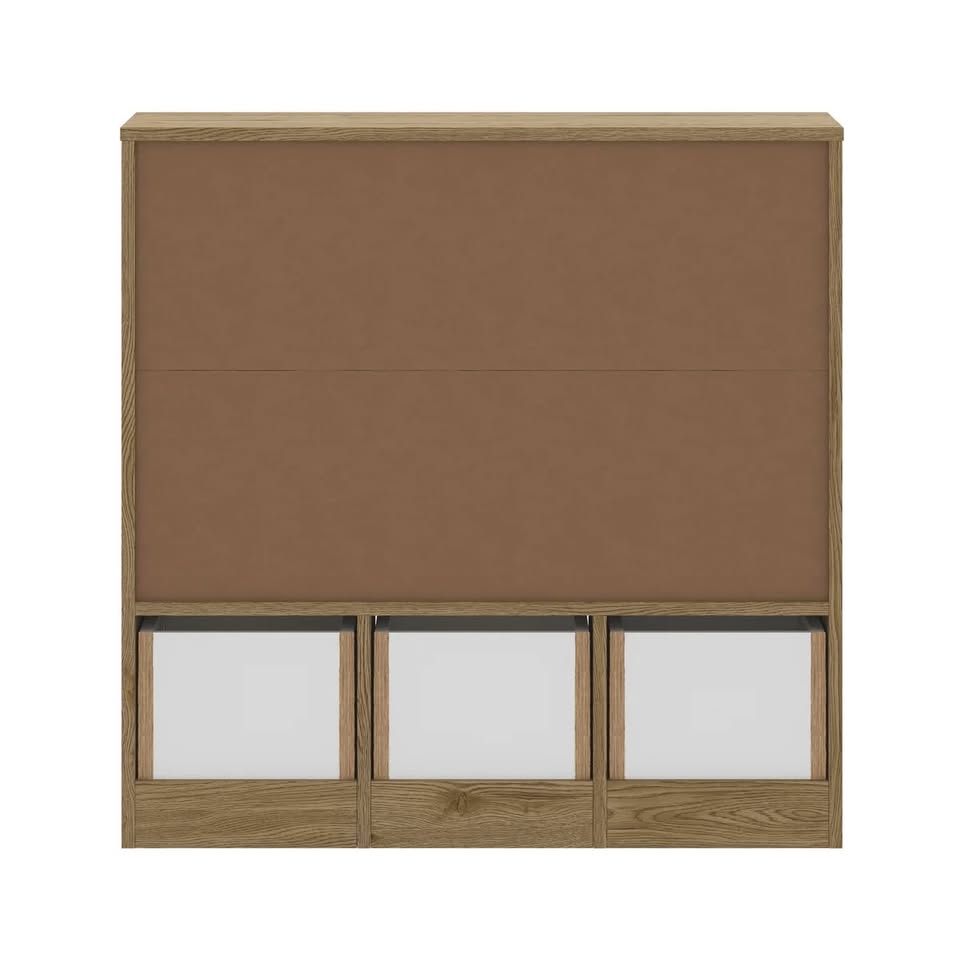 Oikiture Kids Bookcase Toy Organiser Cabinet With Removable Box Storage Natural ST-KID-ROLL-WHWD-AB
