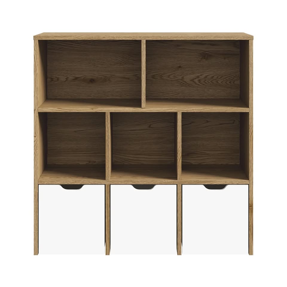 Oikiture Kids Bookcase Toy Organiser Cabinet With Removable Box Storage Natural ST-KID-ROLL-WHWD-AB