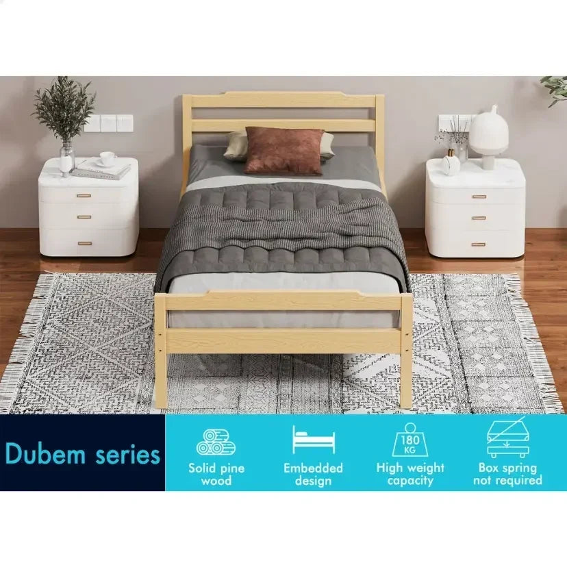 A-BF-W-DBM-KS-NT ALFORDSON Bed Frame Wooden King Single Mattress Base Platform Timber Oak DUBEM