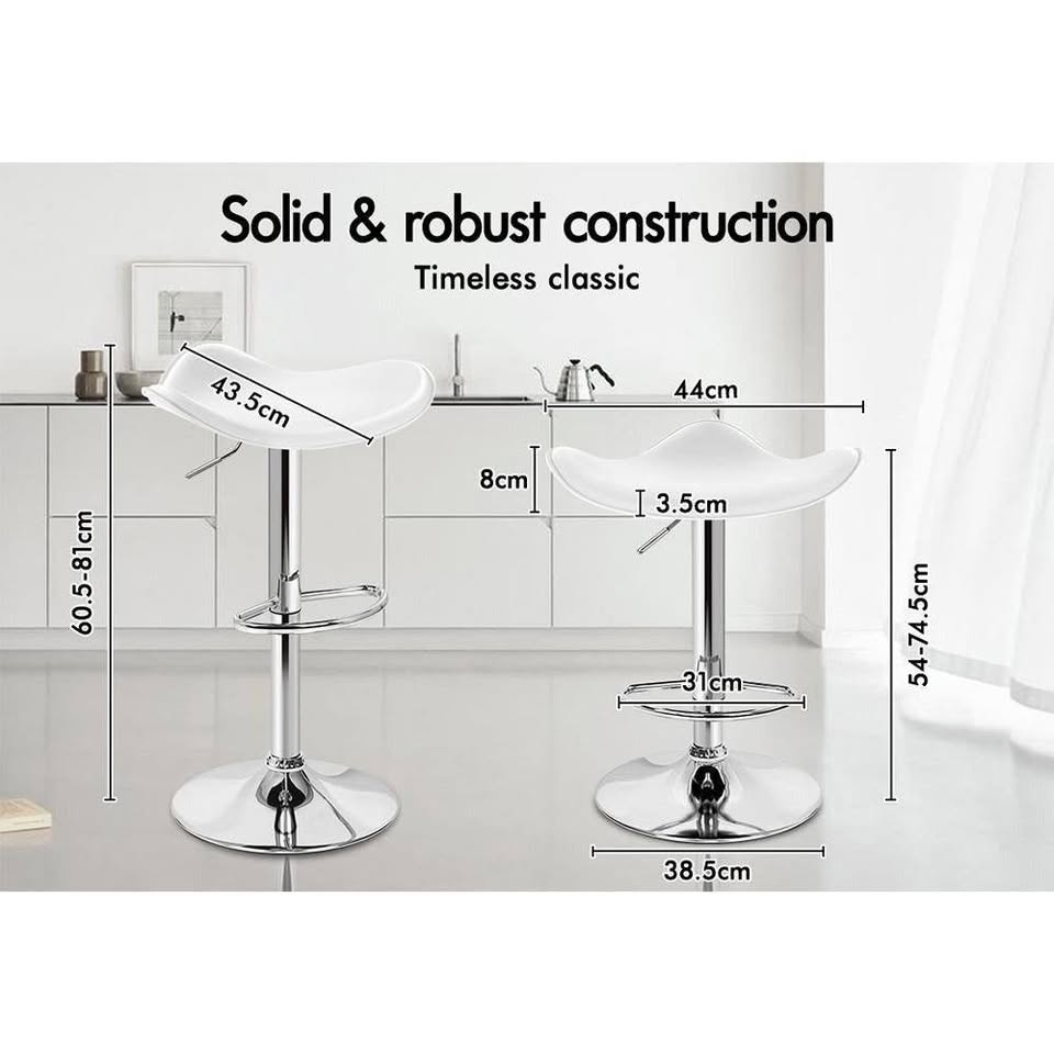 A-BAR-PETAL-WHX2 ALFORDSON 2x Bar Stools Modern Backless Gas Lift White