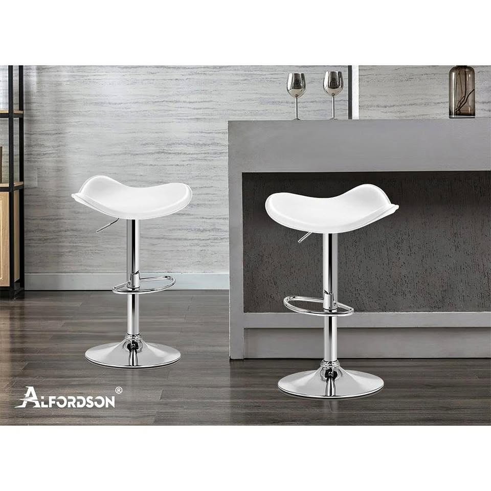 A-BAR-PETAL-WHX2 ALFORDSON 2x Bar Stools Modern Backless Gas Lift White