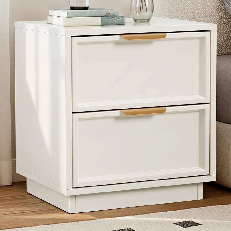 BT-BONDI-2D-WH Wellesley Bedside Table 2 Drawers White Color