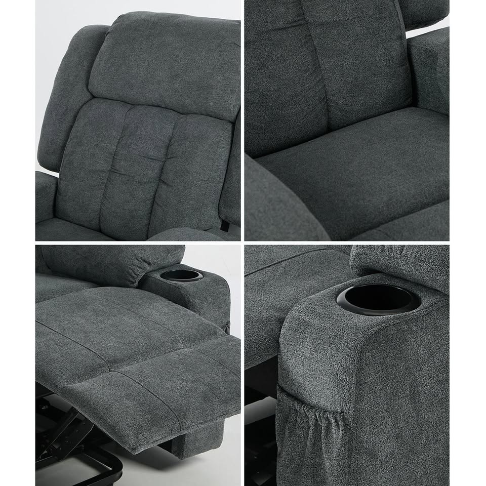 RCH-B4-LIF-POPR-GY Oikiture Electric Lift Recliner Chair Heated Massage Armchair With 2 Charging Ports Grey