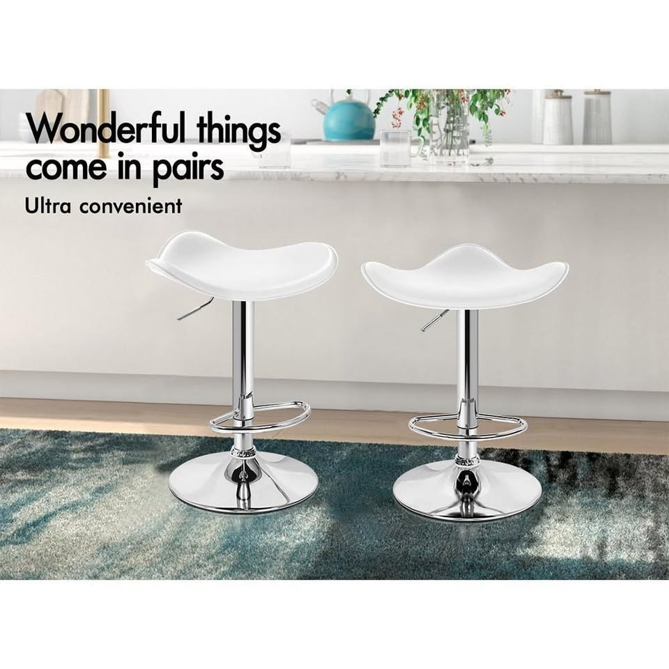 A-BAR-PETAL-WHX2 ALFORDSON 2x Bar Stools Modern Backless Gas Lift White