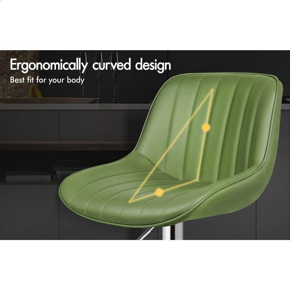 A-BAR-WADE-GRGNX2 ALFORDSON 2x Bar Stools Gas Lift Leather Bar Chairs Kitchen Swivel Avocado Green
