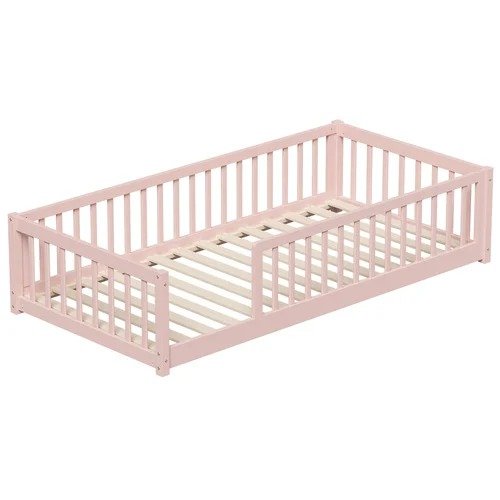 BF-W-B-CLEV-S-PK SINGLE SIZE Pink Color Ettie Pine Wood Bed Frame