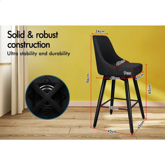 A-BAR-FAB-56M-BKX2 ALFORDSON 2x Swivel Bar Stools Kitchen Dining Chair Cafe Metal All Black