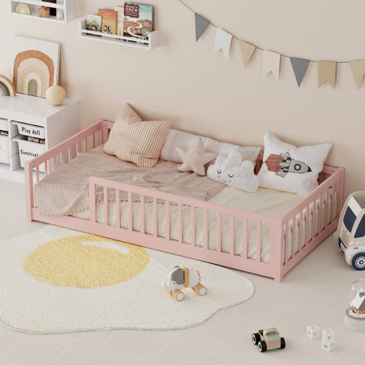 BF-W-B-CLEV-S-PK SINGLE SIZE Pink Color Ettie Pine Wood Bed Frame
