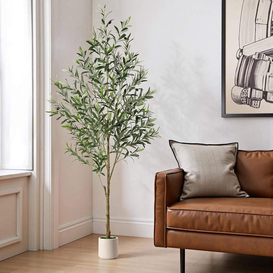 AL-2025-6FT-FZ-OLIVE-TREE-BP-CLK Alupssuc 180cm Artificial Olive Tree with White Planter and Simulated Moss