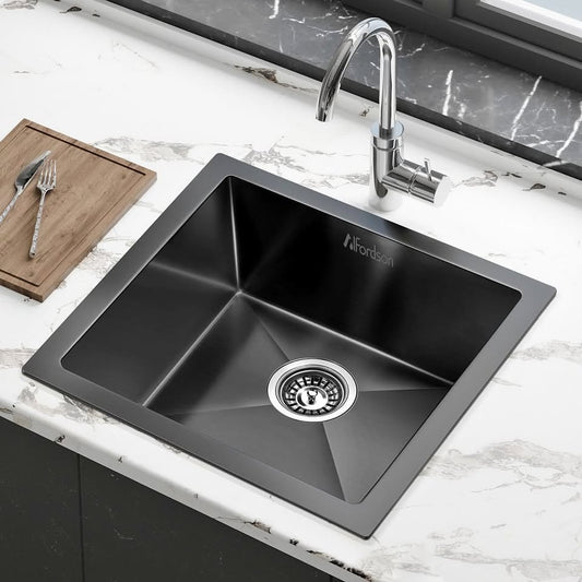 A-SINK-4444-BK ALFORDSON Kitchen Sink Stainless Steel Drop in Flush Under Mount 440X440MM Black